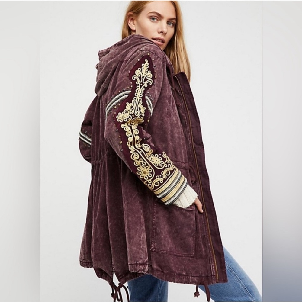 - Free people golden quills jacket embellished military  jacket